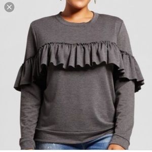 Mello Day ruffle sweatshirt in Light grey